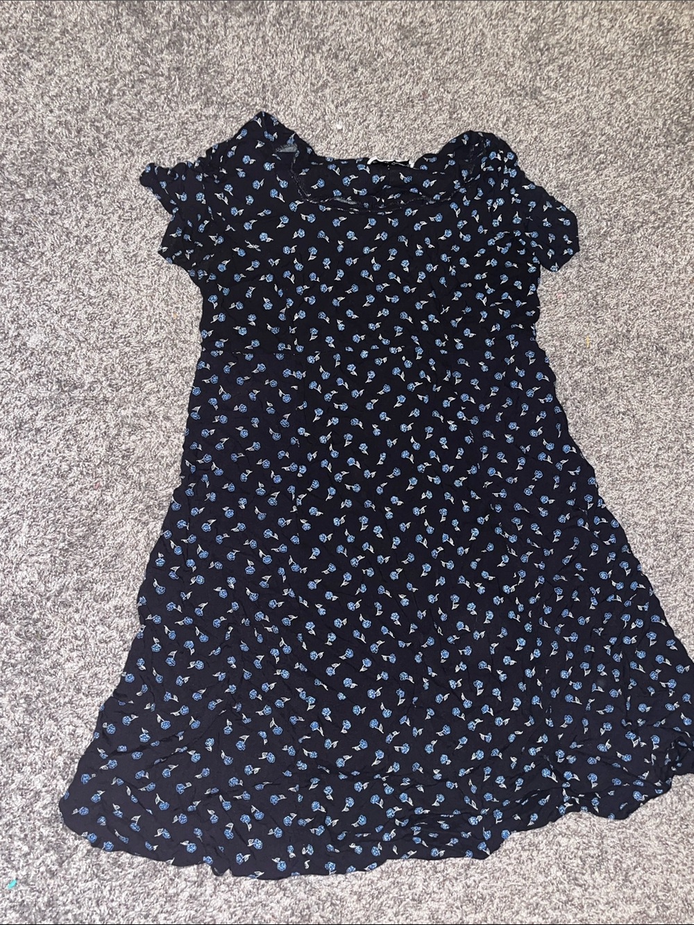 Women's Maternity Black Dress with Blue Floral Print